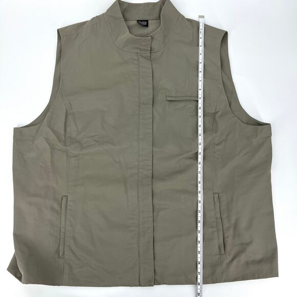 Vintage Eileen Fisher Khaki Olive Sleeveless Utility Tech Vest 2XL **READ** - Picture 4 of 6